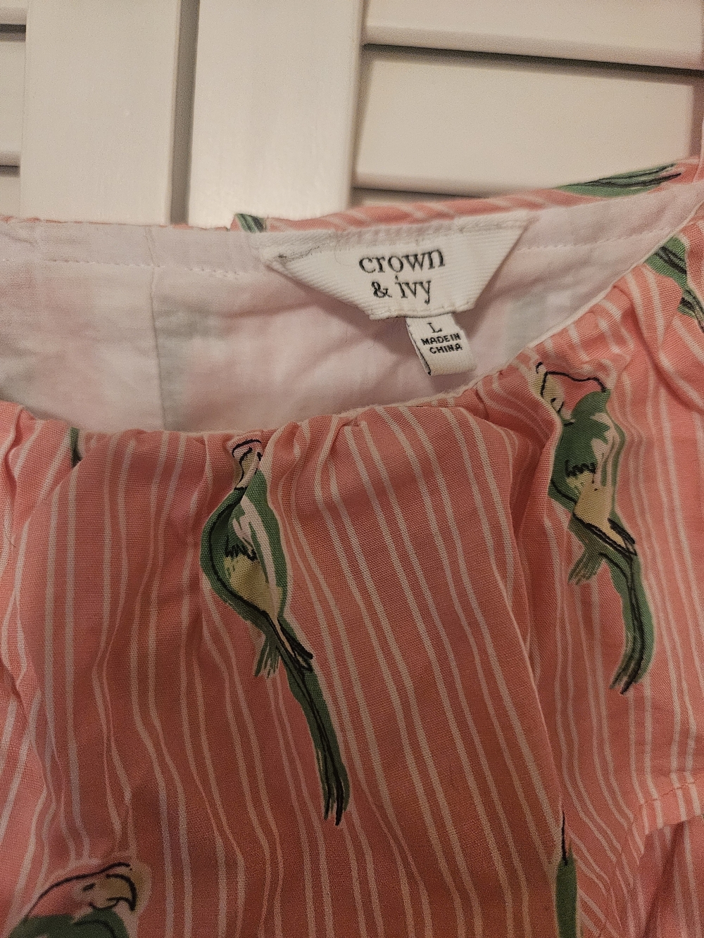 crown & ivy Pink Striped Dress with Green Parrot Print - Picture 3 of 3